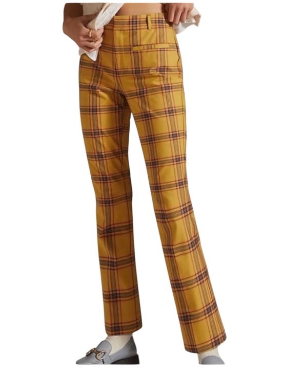 Maeve Pants - MAEVE ANTHROPOLOGIE Essential Plaid Kick Flare Ankle Pants Mustard Size 4